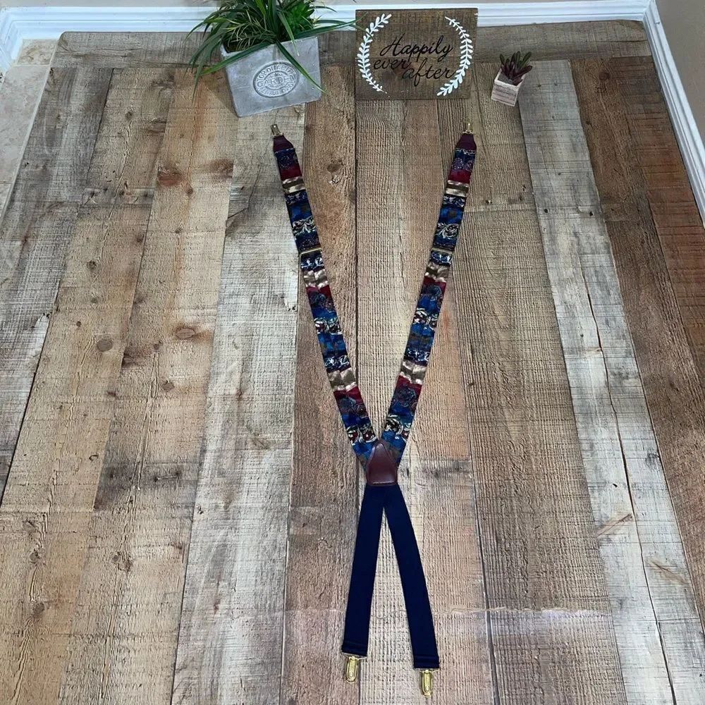 CAS Germany Paisley Suspenders Y Back Adjustable Clip On Clasp